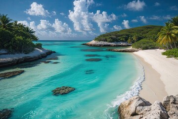Pristine Caribbean Shores: A Panoramic Seascape of Tortola's Turquoise Waters and Serene Beaches