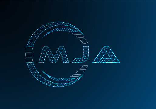 MJA low poly letter logo vector design. MJA lower poly logo design. Low poly logo.