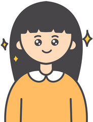 Shining Eyes Expression Illustration of a Happy Person