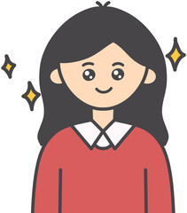 Shining Eyes Expression Illustration of a Happy Person