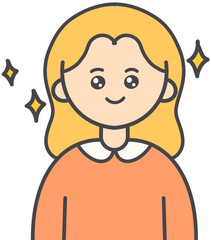 Shining Eyes Expression Illustration of a Happy Person