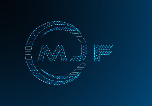 MJF low poly letter logo vector design. MJF lower poly logo design. Low poly logo.