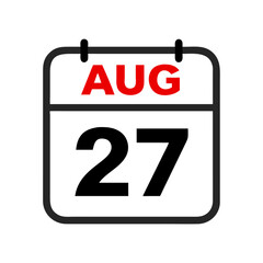 calender icon, 27 august icon with white background
