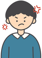 Angry Face Expression Illustration of a Person