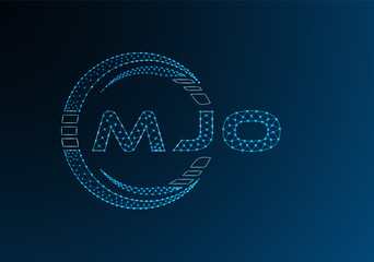 MJO low poly letter logo vector design. MJO lower poly logo design. Low poly logo.