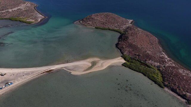 Aerial view of Requeson Beach in Baja California Sur, Mexico.