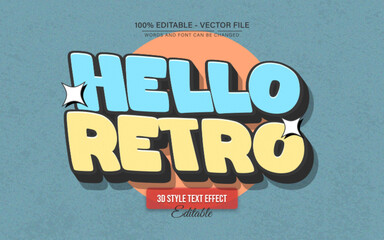 Hello Retro Vintage 3D Text Effect for Poster, Logo and T-Shirt Template