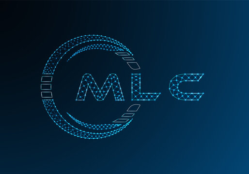 MLC low poly letter logo vector design. MLC lower poly logo design. Low poly logo.