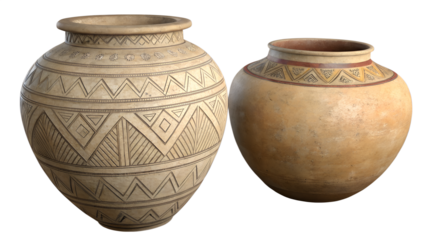 Old handmade terracotta vase with traditional ancient Greek style