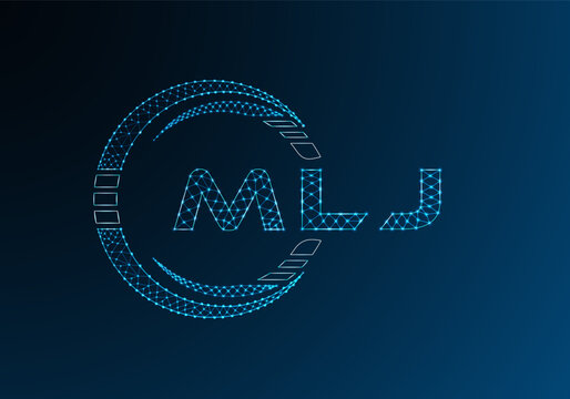 MLJ low poly letter logo vector design. MLJ lower poly logo design. Low poly logo.