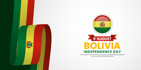 Bolivia flag for independence day banner background with blank space area
