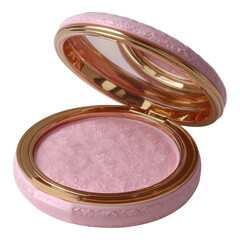 Elegant Pink Blush Compact with Detailed Embossed Pattern Design