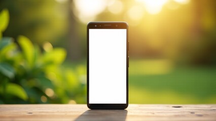 Black Smartphone With Blank Screen Outdoors