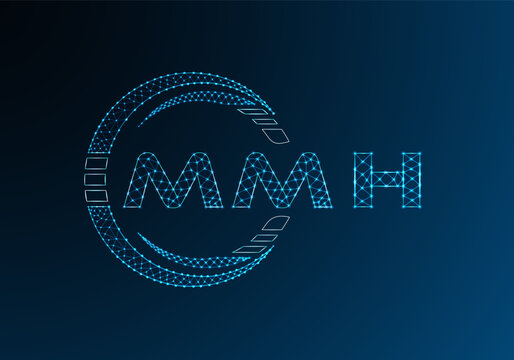 MMH low poly letter logo vector design. MMH lower poly logo design. Low poly logo.