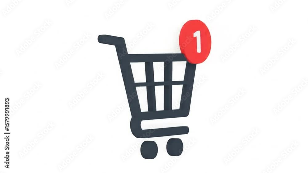 Poster shopping cart animation with one item notification for online store