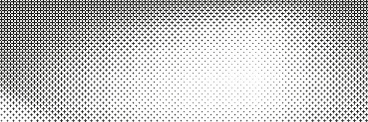 horizontal black halftone of cross or plus sign design for pattern and background.