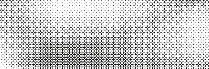 horizontal black halftone of cross or plus sign design for pattern and background.