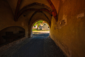 Medieval monastery Cerveny Klastor near Peak Tri Koruny or Trzy Korony in Pieniny National park in Slovakia and Poland © Zedspider