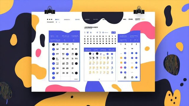 Colorful printable planner with monthly calendar, habit tracker, and mood tracker