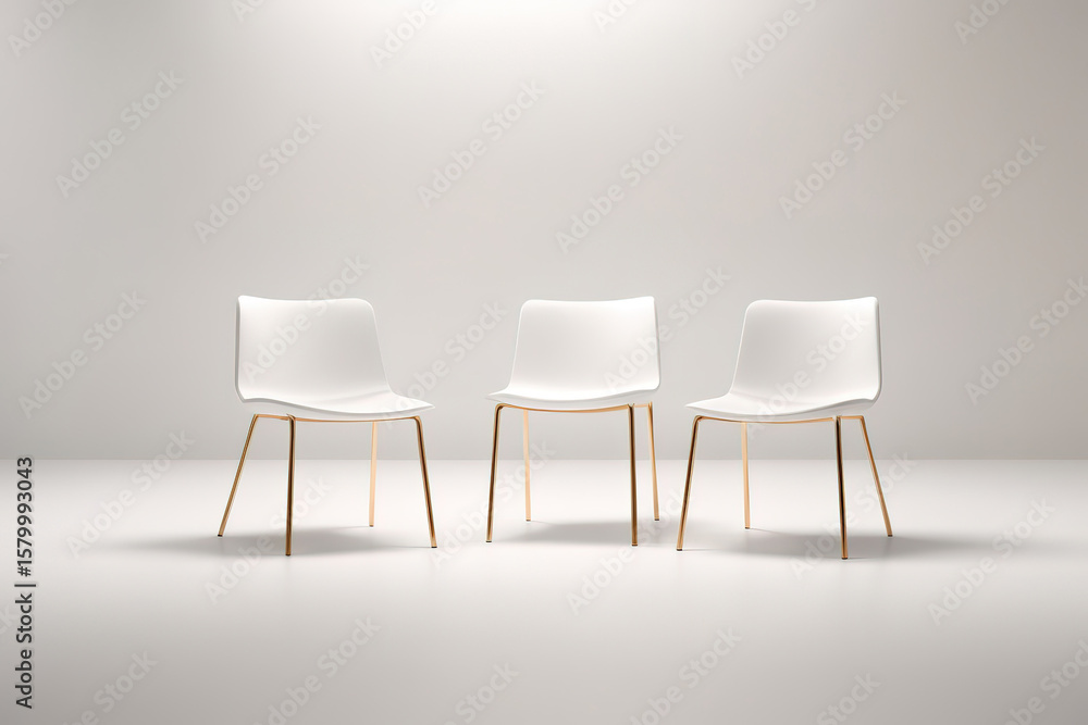 Poster incredible floating chairs in empty white background concept of minimalism