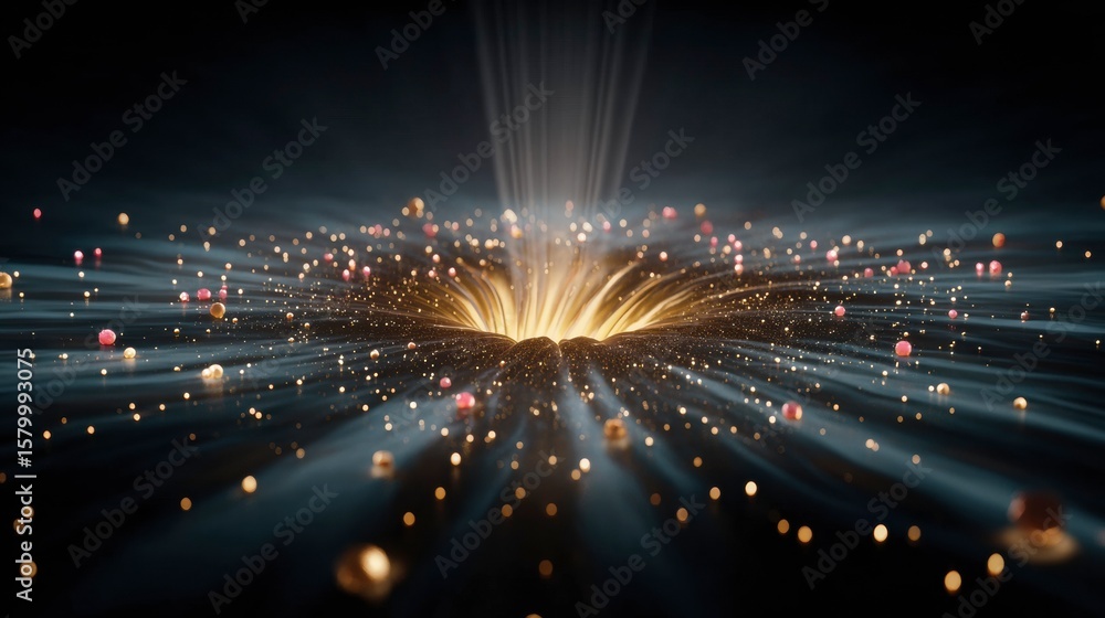 Poster abstract burst of light: captivating visual representation of a dazzling, energetic explosion with g