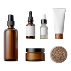 Elegant Assortment of Natural Skin Care Products on a White Background