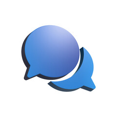 blue speech bubbles icon 3d render, social media chat concept