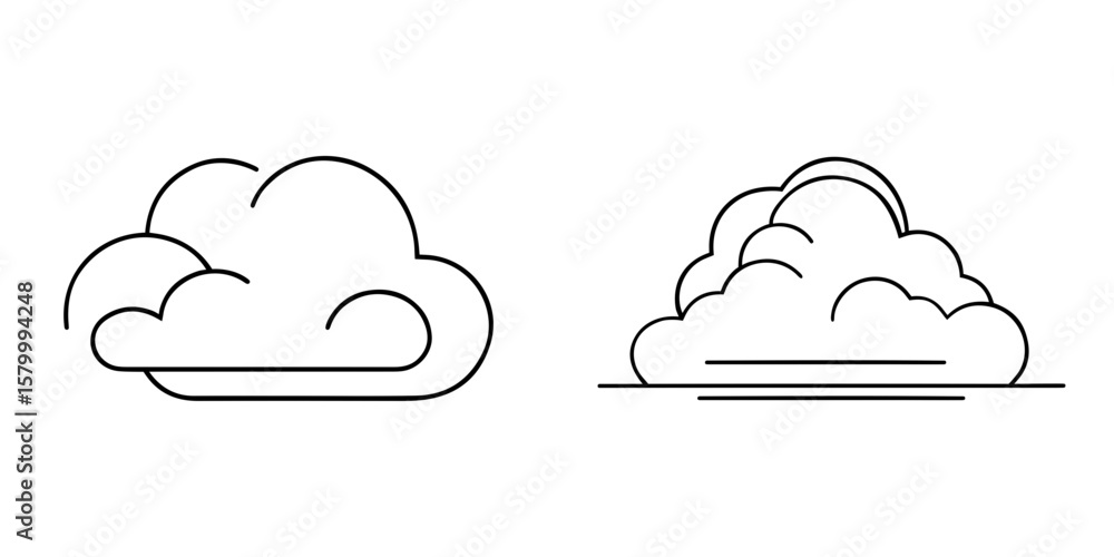 Wall mural simple line art cloud illustrations in minimal style