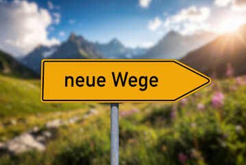 Ein Wegweiser zeigt die Richtung Neue Wege