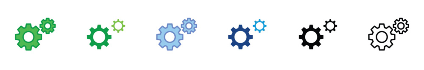 Gear Settings Icon in Line Style for System Configuration and Technical Tools