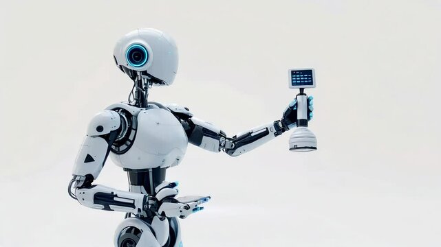 Blue screen robot hand and arm pointing futuristic technology 4k animation video