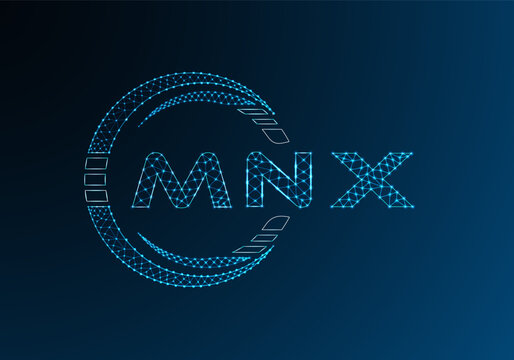 MNX low poly letter logo vector design. MNX lower poly logo design. Low poly logo.