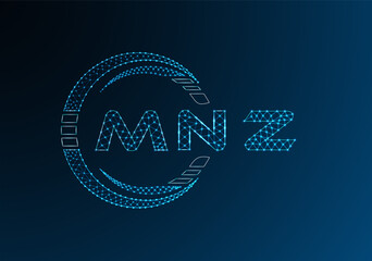 MNZ low poly letter logo vector design. MNZ lower poly logo design. Low poly logo.