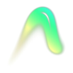 Abstract green yellow gradient fluid shape on transparent background, modern holographic blob element
