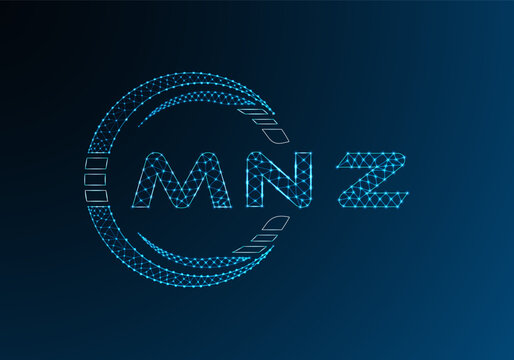MNZ low poly letter logo vector design. MNZ lower poly logo design. Low poly logo.