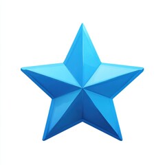 Obraz premium Bright Blue Glossy Five Pointed Star 3D Render