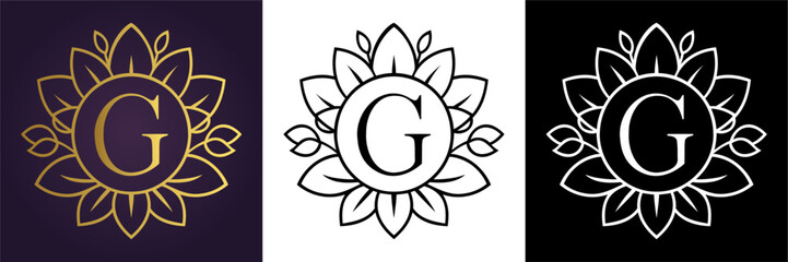 Letter G Luxury Floral Monogram Logo Template (20)