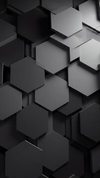 Abstract 3D Hexagons Geometric Texture Background in Black and Dark