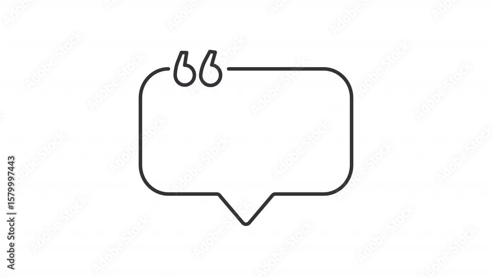Poster message bubble quote line animation. chatting communication animated icon. quotemarks showing up, sh