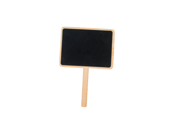 Empty post blackboard in hand isolated on transparent background.
