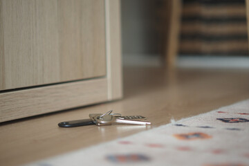 Keys lying on the floor. lost key concept 