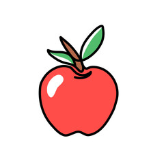 Apple Colorful Fruit Line Art Illustration for Healthy Food, Organic Product, and Modern Nutrition Design
