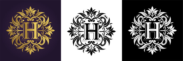 Letter H Luxury Floral Monogram Logo Template (26)