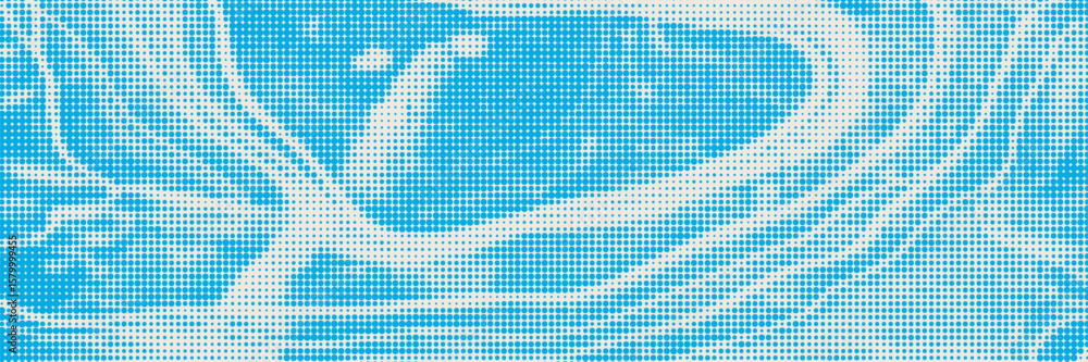 Aufkleber halftone overlay resembling soft waves. blue dot texture on white background. vector dynamic gradien
