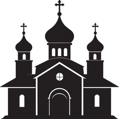 Russian Church Silhouette in Black | Eastern Orthodox Architecture Illustration Vector Format
