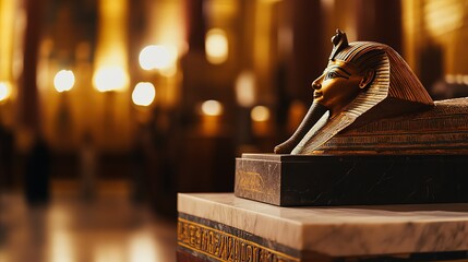 Obraz premium Ancient Artifact Showcased on Marble Pedestal, Symbolizing Timeless Cultural Heritage