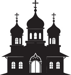 Russian Church Silhouette in Black | Eastern Orthodox Architecture Illustration Vector Format