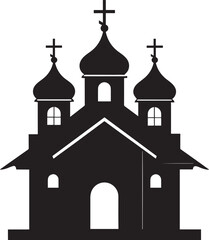 Russian Church Silhouette in Black | Eastern Orthodox Architecture Illustration Vector Format