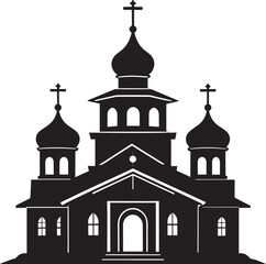 Russian Church Silhouette in Black | Eastern Orthodox Architecture Illustration Vector Format
