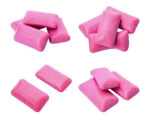 Pink chewing gum bubblegum sweet candy confectionery flavor freshness on transparent background